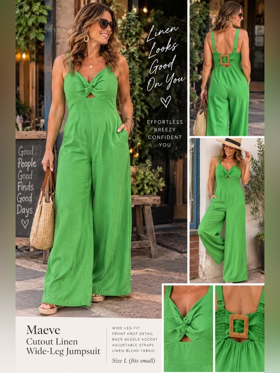 Maeve Pants - Maeve Cutout Linen Wide-Leg Jumpsuit